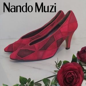 Rare nando muzi vintage suede leather patch pumps
